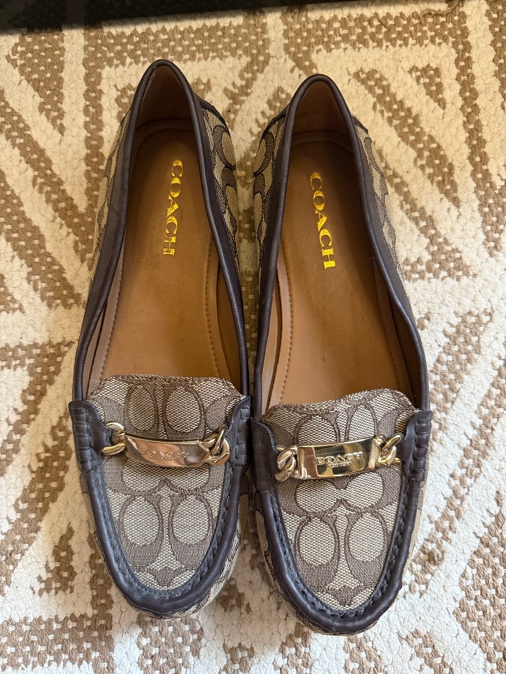 COACH Women’s Brown Signature Canvas Moccasin Loafers - Picture 2 of 4